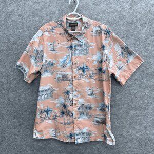 Cooke Street Hawaiian Islands Men's Short Sleeve Shirt XL 100% Cotton Pink Coral